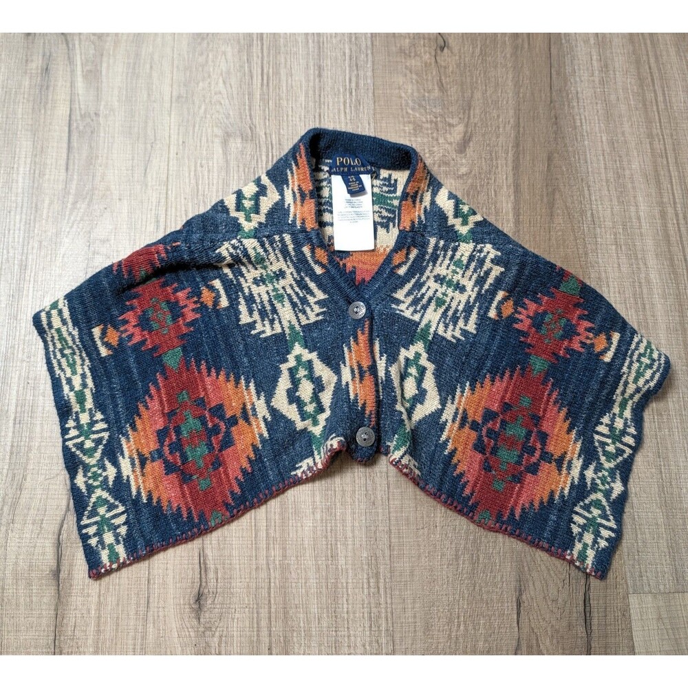 Polo Ralph Lauren Kids Size 4-5 Southwestern Knit Poncho Cardigan Wrap Aztec